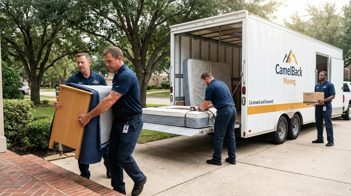 Crew loading residential truck for cross-state move from Holyoke, MA